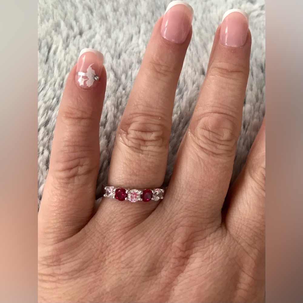 Diamonique & Simulated Ruby Ring - image 3